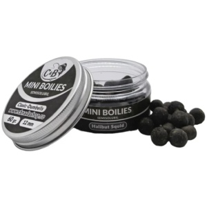 Mini Boilies C&B Semisolubil, Halibut Squid, Negru, 12mm, 60g - Img 1