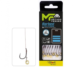 Carlige Method Feeder Rig Cu Banda-Carlig X-Tra Strong Mikado -marime 8/10/12 - Img 1