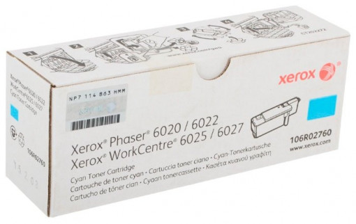 Cartus Toner Original Xerox 6020C / 6025C / 106R02760, Cyan, 1000 pagini