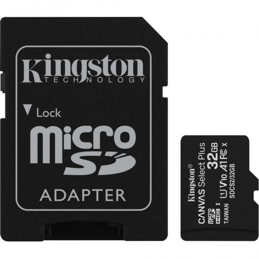 Card de Memorie MicroSD Kingston Select Plus, 32GB, Adaptor SD, Class 10