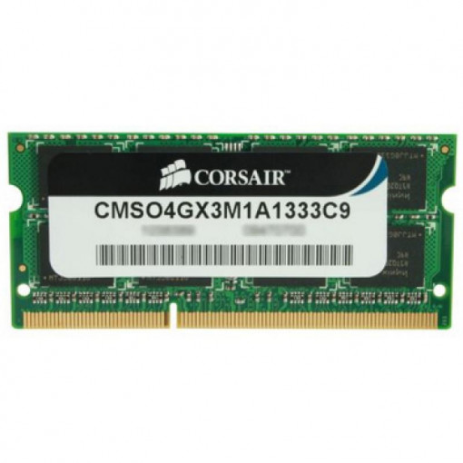 Memorie RAM notebook Corsair, SODIMM, DDR3, 4GB, CL9, 1333Mhz