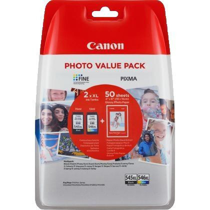 Canon PG-545XL + CL-546XL Multipack original + 50 pagini hartie foto