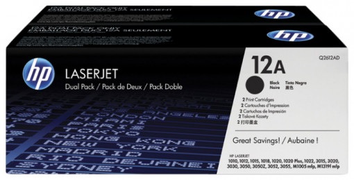 HP 12a / Q2612AD, Pachet Cartuse toner originale, Negru, 2x 2000 pagini