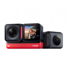 Camera video sport Insta360 ONE Rs Twin Edition, 5.7K, 360°, 4K Wide Angle, Waterproof, HDR, Voice Control, Improved Stabilization, capacitate acumulator 1190 mAh, culoare neagra