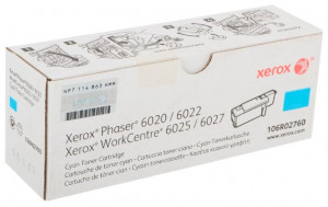 Cartus Toner Original Xerox 6020C / 6025C / 106R02760, Cyan, 1000 pagini