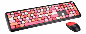 Kit tastatura + mouse Serioux Colourful 9920RD, wireless 2.4GHz, US layout, multimedia, mouse optic 1200dpi, USB, nano receiver, rosu