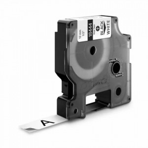Dymo DY18444, Banda Vinil compatibile, Negru pe alb, 12mm x 4m - i-Aicon