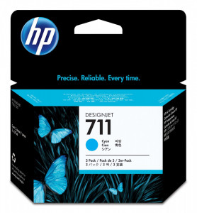 Set trei cartuse originale HP 711 / CZ134A, Cyan, 3x29ml