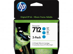 Set trei cartuse originale HP 712 / 3ED77A, Cyan, 3x29ml