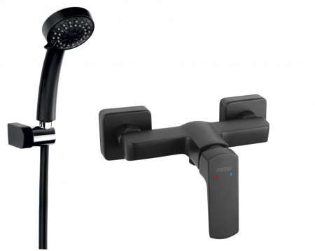 SET2IN1 VITTO BLACK VERDELINE - Baterie perete dus cu set de dus mobil