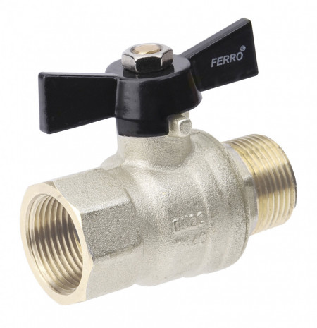 Robinet trecere din alama pt. apa PN40, 3/4" FI-FE cu sfera si fluture