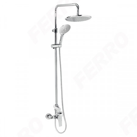 Set 2 in 1 Heda: 40062 baterie perete dus, cu set bara dus cu suport culisant, dus fix si para dus mobila, crom - SET068/40,0
