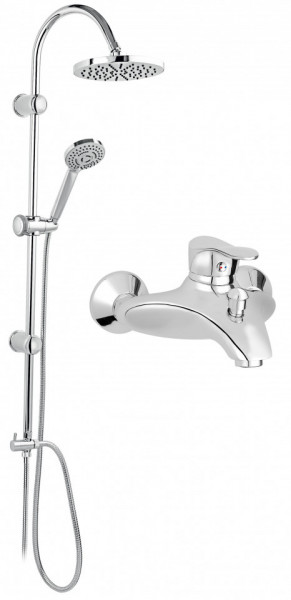 SET2IN1 - Baterie perete cada/dus Padwa, crom fara accesorii cu set de dus dual - Rondo
