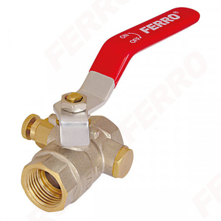 Robinet trecere din alama pt. apa PN16, 1/2" FI-FI cu sfera, maneta, dop si aerisitor