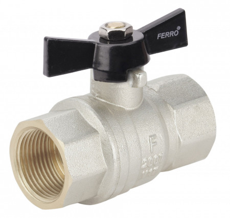 Robinet trecere din alama pt. apa PN40, 1" FI-FI cu sfera si fluture