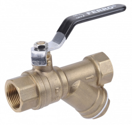 Robinet trecere din alama cu filtru Y PN40, 3/4" FI-FI cu sfera si maneta