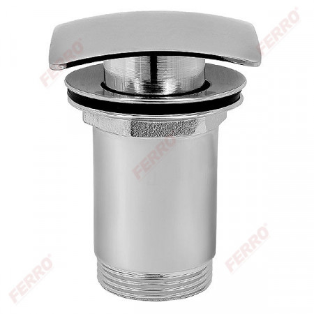 Ventil lavoar click-clack din alama 1 1/4" Quadro cu preaplin, crom