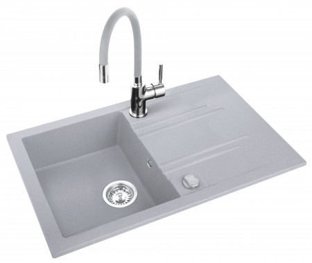 Set chiuveta Ferro granit 78x48 GrI cu baterie flexibila Ferro Gri