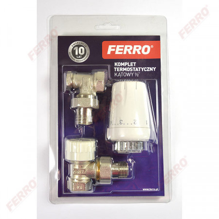 Set robineti radiator coltari 1/2" tur termostatic+retur+cap termostat GT11