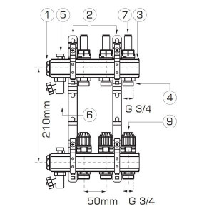 Distribuitor/colector-repartitor tip RZP 1'' 9 cai - RZP09S - Img 4