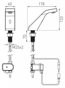 Sensor - baterie lavoar stativa cu senzor pentru apa rece - BBB101 - Img 2