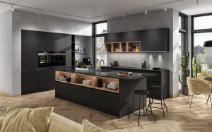 Set Chiuveta Ferro Mezzo II 1 Cuva si Picurator 780x480 mm, gri si Baterie Ferro Zumba II - baterie stativa bucatarie cu pipa flexibila, neagra - Img 3