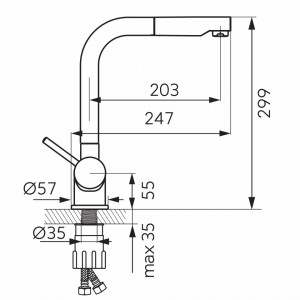 Set Chiuveta Ferro Mezzo II 1 Cuva si Picurator 780x480 mm, nisip si Baterie Ferro Toledo - baterie stativa bucatarie cu pipa extractibila - Img 7