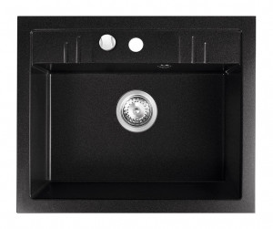 Set chiuveta granit Ferro , 1 cuva grafit, 58x48, cu baterie flexibila Ferro neagra - Img 2