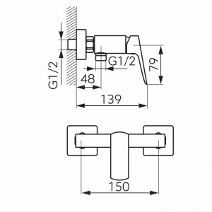 SET3IN1 VITTO BLACK VERDELINE - Baterie perete dus cu set de dus mobil cu Baterie stativa lavoar si set dus mobil - Img 5