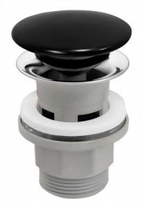 Ventil lavoar click-clack din ABS 1 1/4" cu preaplin, ceramic negru - Img 2