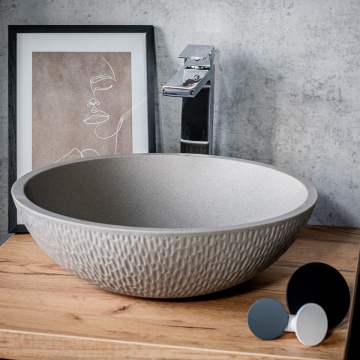 VRR1521T - Lavoar granit rotund fara preaplin Ø410x135 mm , gri - Img 4