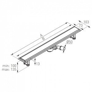 Rigola dus inox L= 800 mm pentru placi ceramice cu sifon DN40/50 - Img 2