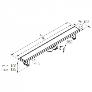 Rigola dus inox Ora L= 800 mm cu model grila drept cu sifon DN40/50 - Img 2