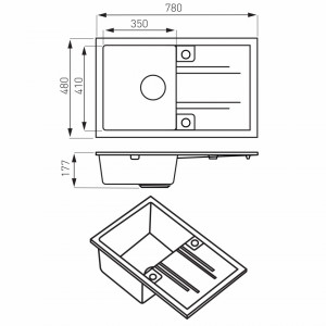 Set Chiuveta Ferro Mezzo II 1 Cuva si Picurator 780x480 mm, gri si Baterie Ferro Zumba - baterie stativa bucatarie cu pipa flexibila, alb - Img 7