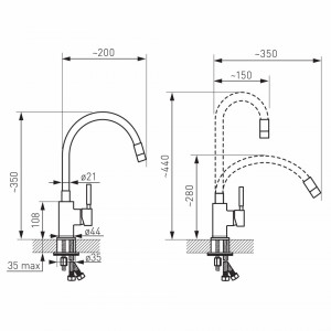 Set Chiuveta Ferro Mezzo II 1 Cuva si Picurator 780x480 mm, nisip si Baterie Ferro Zumba - baterie stativa bucatarie cu pipa flexibila, rosu - Img 7