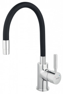 Set Chiuveta Ferro Mezzo II 1 Cuva si Picurator 780x480 mm, nisip si Baterie Ferro Zumba - baterie stativa bucatarie cu pipa flexibila, negru - Img 6