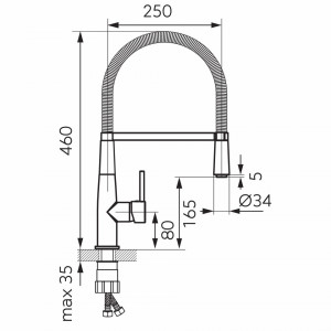 Set Chiuveta Ferro Mezzo II 1 Cuva si Picurator 780x480 mm, nisip si Baterie Ferro Sonata - baterie stativa bucatarie cu pipa extractibila - Img 7