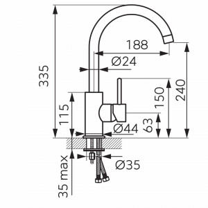 Set Chiuveta Ferro Mezzo II 1 Cuva si Picurator 780x480 mm, nisip si Baterie Ferro Lugio - baterie stativa bucatarie - Img 7