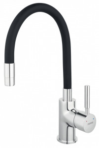 Set Chiuveta Ferro Mezzo II 2 Cuve 780x480 mm, grafit si Baterie Ferro Zumba - baterie stativa bucatarie cu pipa flexibila, negru - Img 4