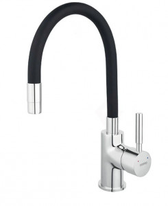 Set chiuveta granit Ferro , 1 cuva grafit, 58x48, cu baterie flexibila Ferro neagra - Img 3