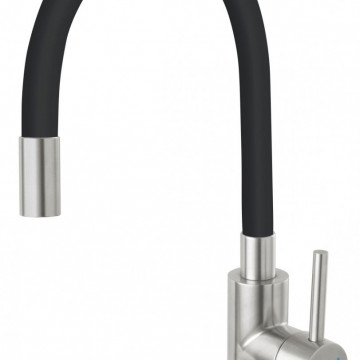 Zumba Inox - baterie stativa bucatarie cu pipa flexibila, neagra - Img 1