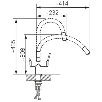 Baterie inalta pentru chiuveta cu apa filtrata, negru/crom - BFT41B - Img 2