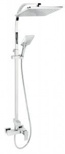 Set 2 in 1 Edge: 57062 baterie perete dus, cu set bara dus cu suport culisant, dus fix si para dus mobila, crom - SET069/36,0 - Img 1