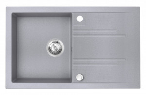 Set Chiuveta Ferro Mezzo II 1 Cuva si Picurator 780x480 mm, gri si Baterie Ferro Zumba Slim 2F - baterie stativa bucatarie cu pipa flexibila, albastru - Img 2