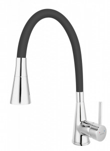 Set Chiuveta Ferro Mezzo II 1 Cuva si Picurator 780x480 mm, gri si Baterie Ferro Zumba II - baterie stativa bucatarie cu pipa flexibila, neagra - Img 5
