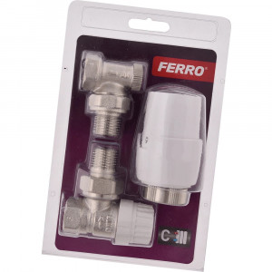 Set robineti radiator coltari 1/2" tur termostatic+retur+cap termostat GT20 - Img 2