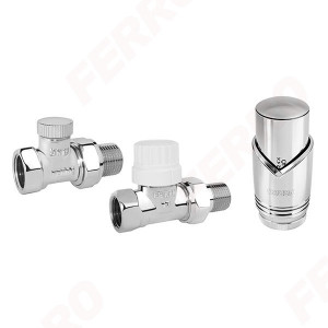 Set Robineti Radiator Drepti 1/2” Cu Cap Termostatic, Crom - Img 1