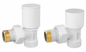 Set robineti radiator tur/retur coltari 1/2", alb - Img 2