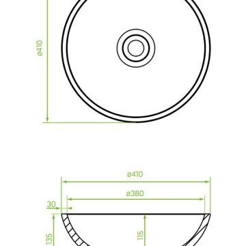 VRR1621T - Lavoar granit rotund fara preaplin Ø410x135 mm , alb - Img 3