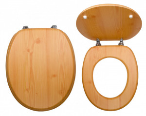 Capac WC din lemn de pin, natur